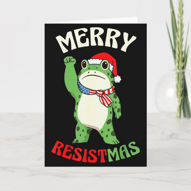Carte Frog Retro Merry Resistmas Funny Political Christm (Devant)