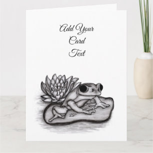 Carte Froggy avec Lotus Flower, ajoutez votre texte
