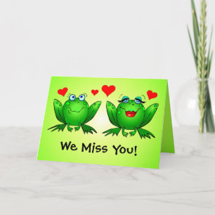 Carte Frogs Love Miss You Cute Cartoon Green