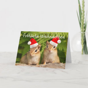 Carte Fröhliche Weihnachten Père Noël Baby Chipmun