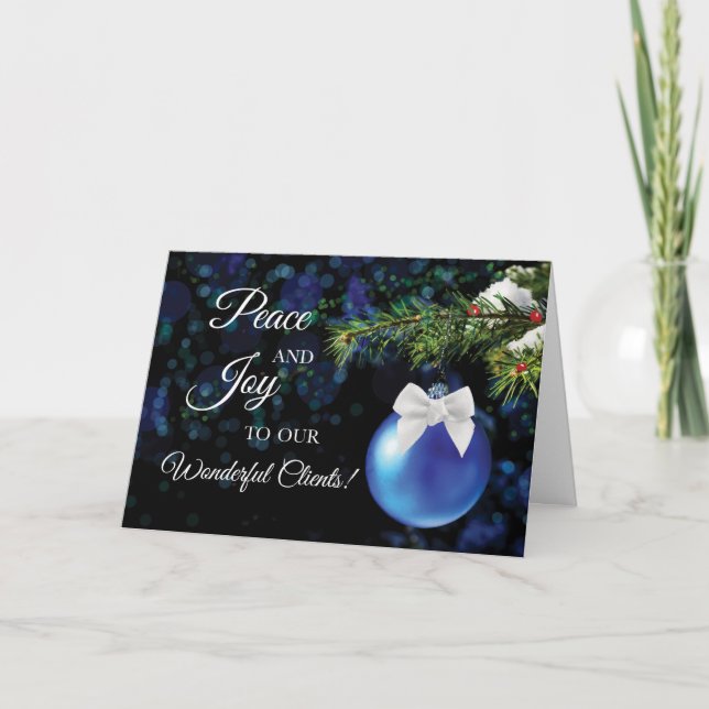 Carte From Your Hairdresser Peace and Joy Blue Ornament (Devant)