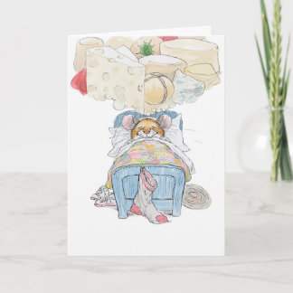 Carte Fromage de Noël rêvant la souris