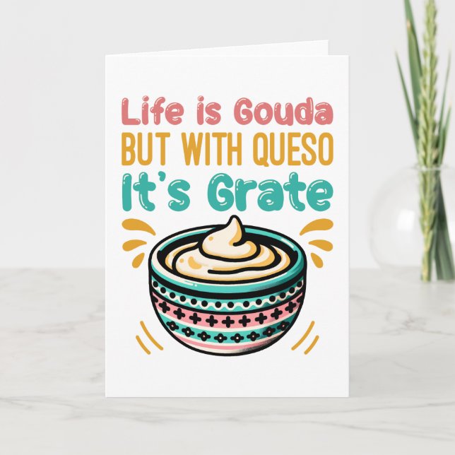 Carte Fromage drôle Gouda Queso Pun alimentaire  (Devant)