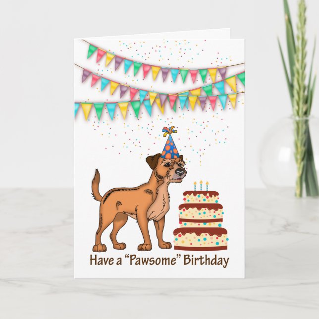 Carte Frontière Chien de Terrier Fête Anniversaire Avec  (Devant)