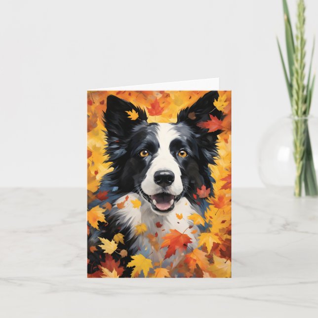 Carte Frontière Collie Automne Thankesgiving (Devant)