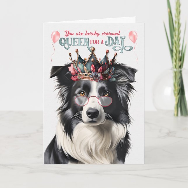 Carte Frontière Collie Dog Queen pour une journée drôle  (Devant)