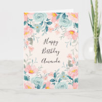 Frontière rose et verte Florale Anniversaire
