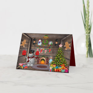 Carte Frosté Le Snowman Gingerbread Homme sapin de Noël