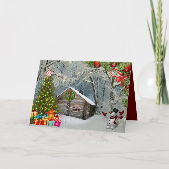 Carte Frosty Le Chalet de Noël Snowman (Devant)