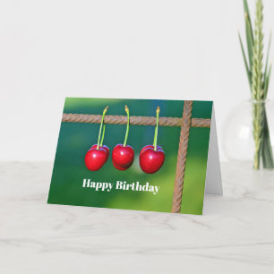 Carte Fruit aux cerises rouges colorées Photo Anniversai