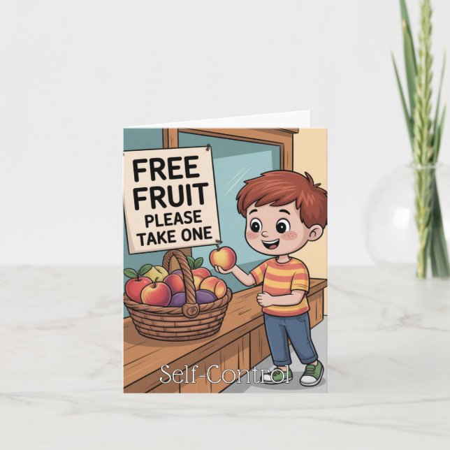 Carte Fruit de l'Esprit : L'Enfant auto-contrôle (Devant)