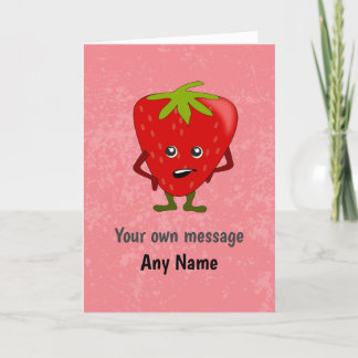 Carte Fruit drôle - Pas impressionné Fraise rose Personn