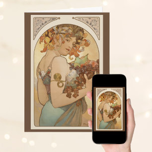 Carte Fruit par Alphonse Mucha, Art Nouveau vintage