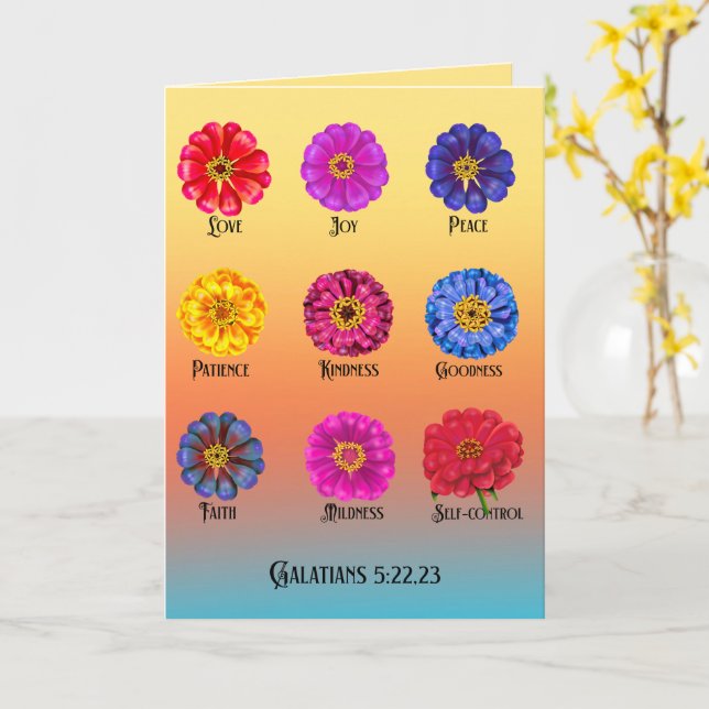 Carte Fruitage of the spirit With Zinnias  (Fleur jaune)