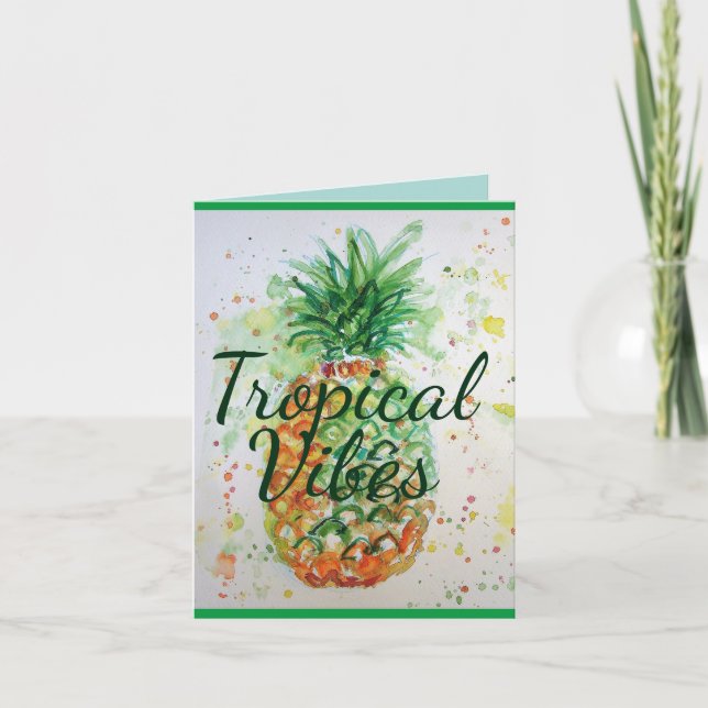 Carte Fruits d'ananas Nourriture Vibes Tropicales Orange (Devant)