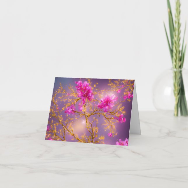 Carte Fuchsia et Gold Florals Toutes les Occassions Cart (Devant)