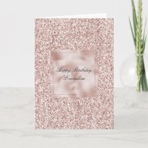 Carte Fuchsia Pailleté Anniversaire Glamour  