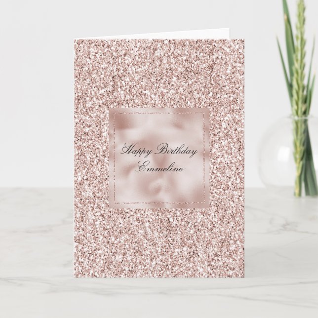 Carte Fuchsia Pailleté Anniversaire Glitzy  (Devant)