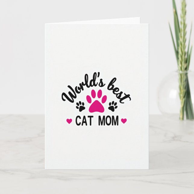 Carte Fuchsia Paw Meilleure Maman de Chat (Devant)