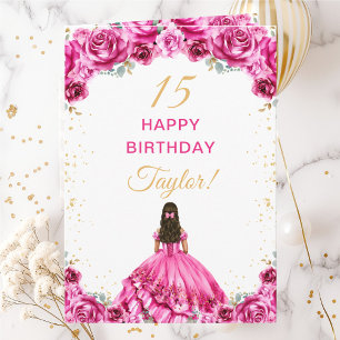 Carte Fuchsia Princesse Fleurs Joyeux Anniversaire