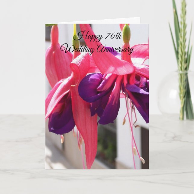 Carte Fuchsias Personalised 70th Wedding Anniversary (Devant)