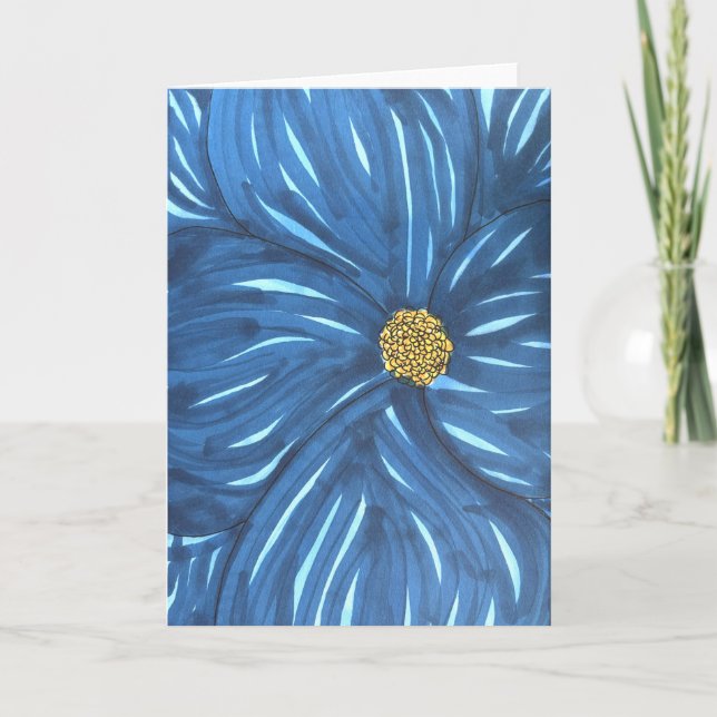Carte Full Blue Flower Blank (Devant)