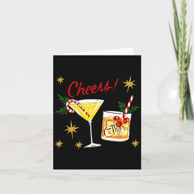 Carte Full Of Holiday Srit Cheers Martini Christmas Drin (Devant)