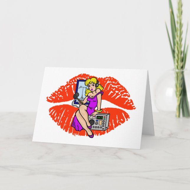 Carte Fumée Fille Blonde Ham Radio Pin up (Devant)