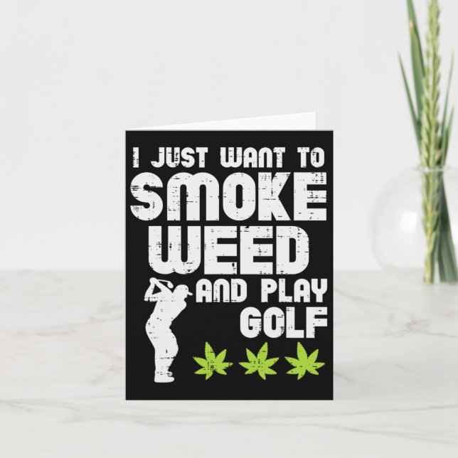Carte Fumer De L'Herbe Jouer Au Golf Golfisme Thc Golfeu (Devant)