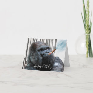 Carte Fumeur de cigare de Gorilla Puffy Anniversaire