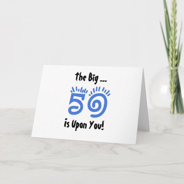 Carte Fun 50e anniversaire salutation en noir, blanc & b (Devant)