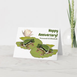Carte Fun Anniversaire Femme Grenouille Couple Lily Pads