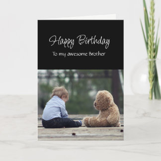 Carte Fun Birthday Awesome Brother Cute Teddy Bear