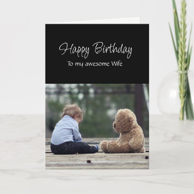 Carte Fun Birthday Awesome Wife Cute Teddy Bear (Devant)