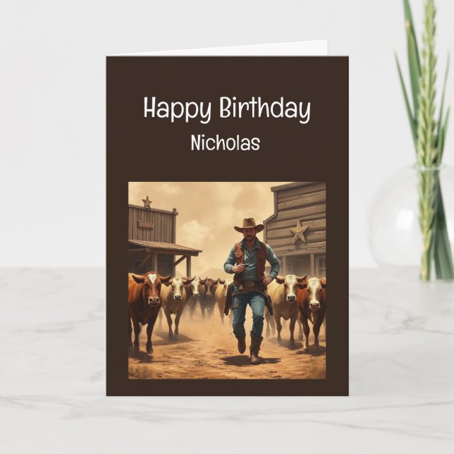 Carte Fun Birthday Western Wild West Humour (Devant)