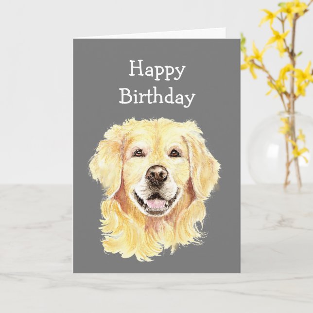 Carte Fun Birthday Young Once Laughing Golden Retriever (Fleur jaune)