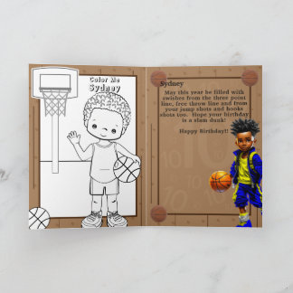 Carte Fun Black Boy Basketball Coloriage Page Anniversai