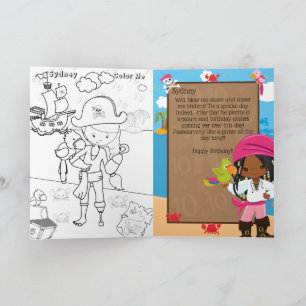 Carte Fun Black Girls Pirate Color Me Joyeux anniversair