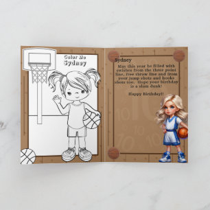 Carte Fun Blonde Girls Basketball Coloriage Page Anniver