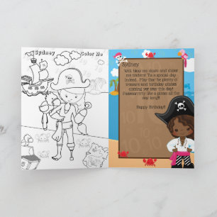 Carte Fun Brown Girls Pirate Color Me Joyeux anniversair