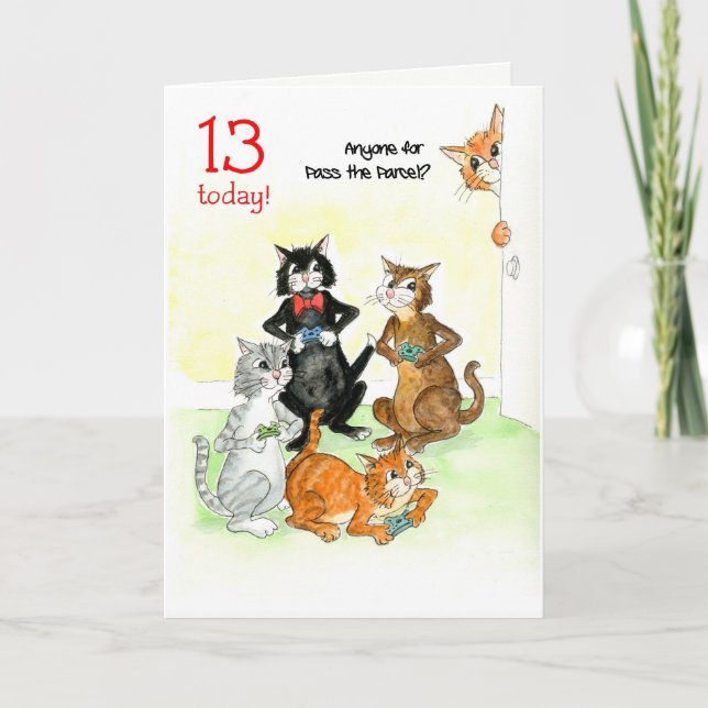 Carte Fun Cats Jouer jeu vidéo 13e anniversaire (Devant)