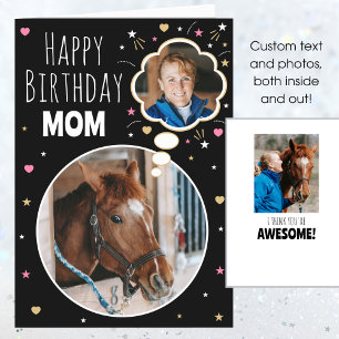 Carte Fun Cheval Maman Anniversaire Photo personnalisée 