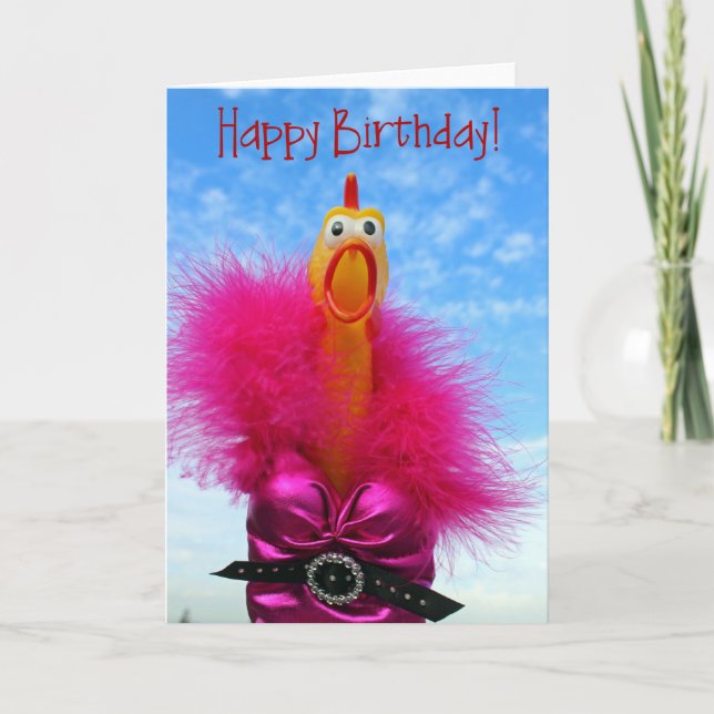 Carte Fun Chicken Happy Birthday Greeting Card! (Devant)