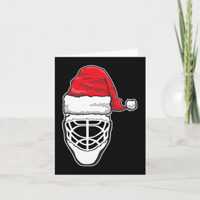 Carte Fun Christmas Hockey Goalie Masque Santa Hat Xmas  (Devant)