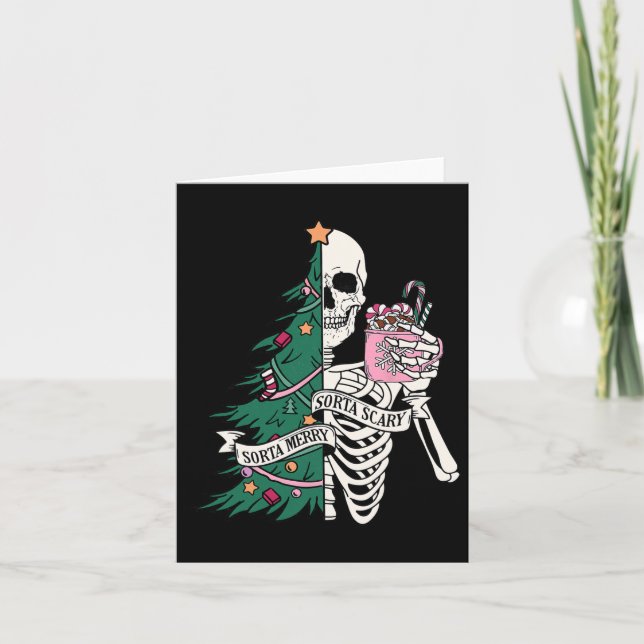 Carte Fun Christmas Sorta Merry Sorta Scandale Skeleton  (Devant)