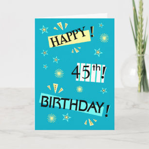 Carte Fun Color Block 45th Birthday Greeting