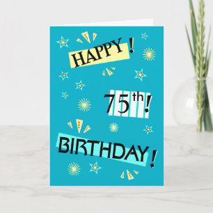 Carte Fun Color Block 75th Birthday Greeting Card