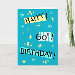 Carte Fun Color Block Happy 60th Birthday Greeting Card