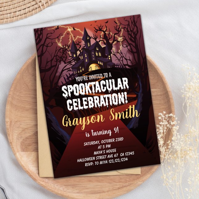 Carte Fun Costume Party pour enfants ou adultes (Spooktacular Halloween Birthday Invitations)