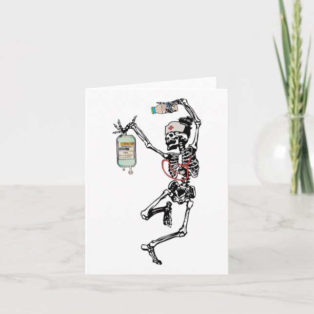 Carte Fun Dancing Skeleton Nurse Halloween Costume Spome (Devant)